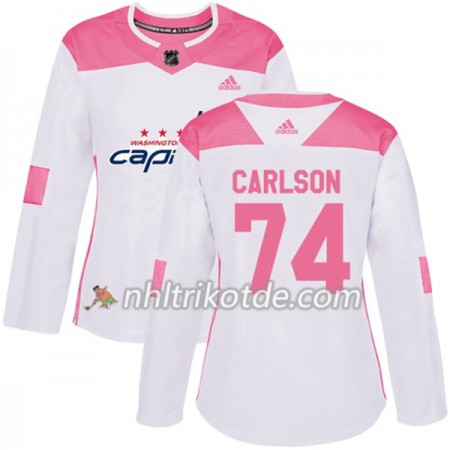 Washington Capitals Trikot John Carlson 74 Adidas 2017-2018 Weiß Pink Fashion Authentic - Dame